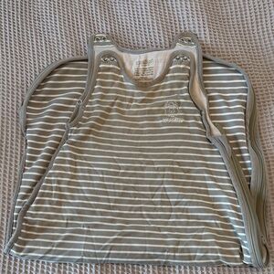 Woolino merino wool Taupe and White Striped Baby Sleep Sack